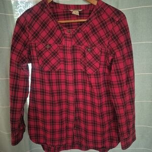 Duluth Trading Co Red and Black Plaid Shirt